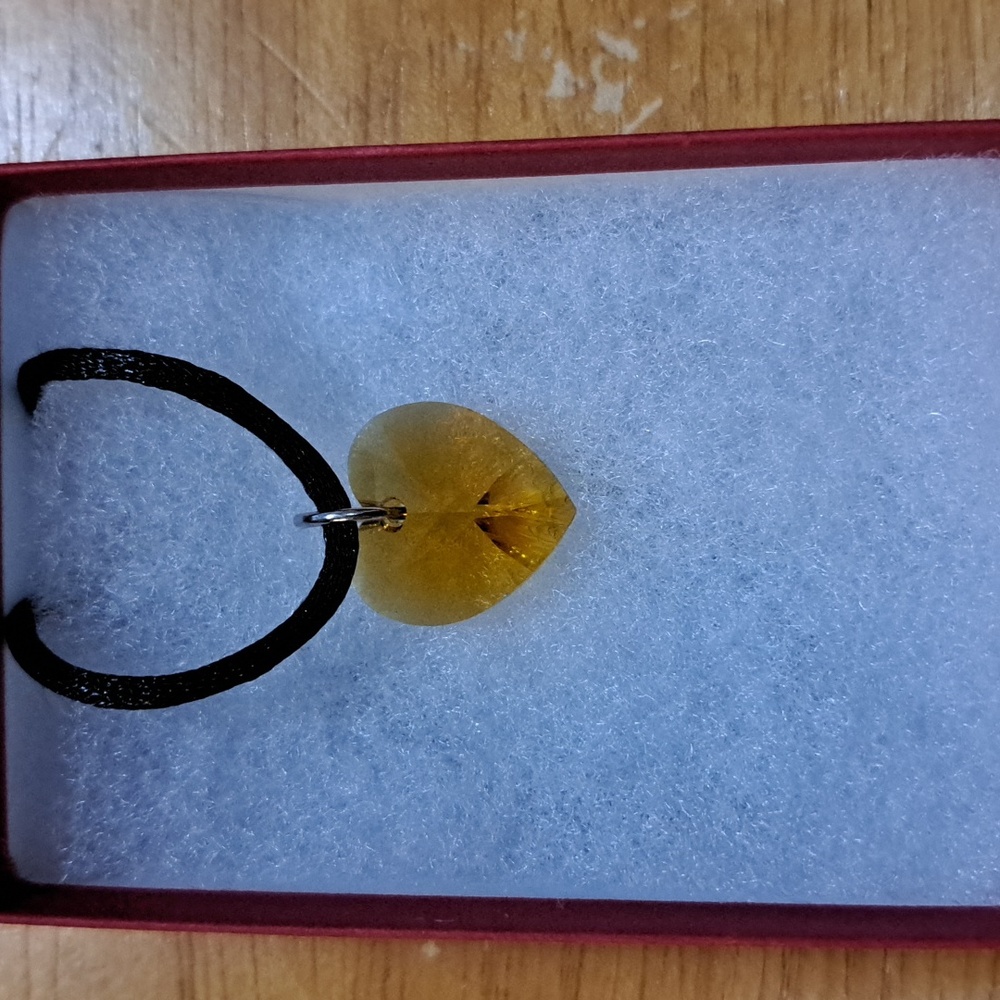 Toasted Almond Crystal Heart Necklace